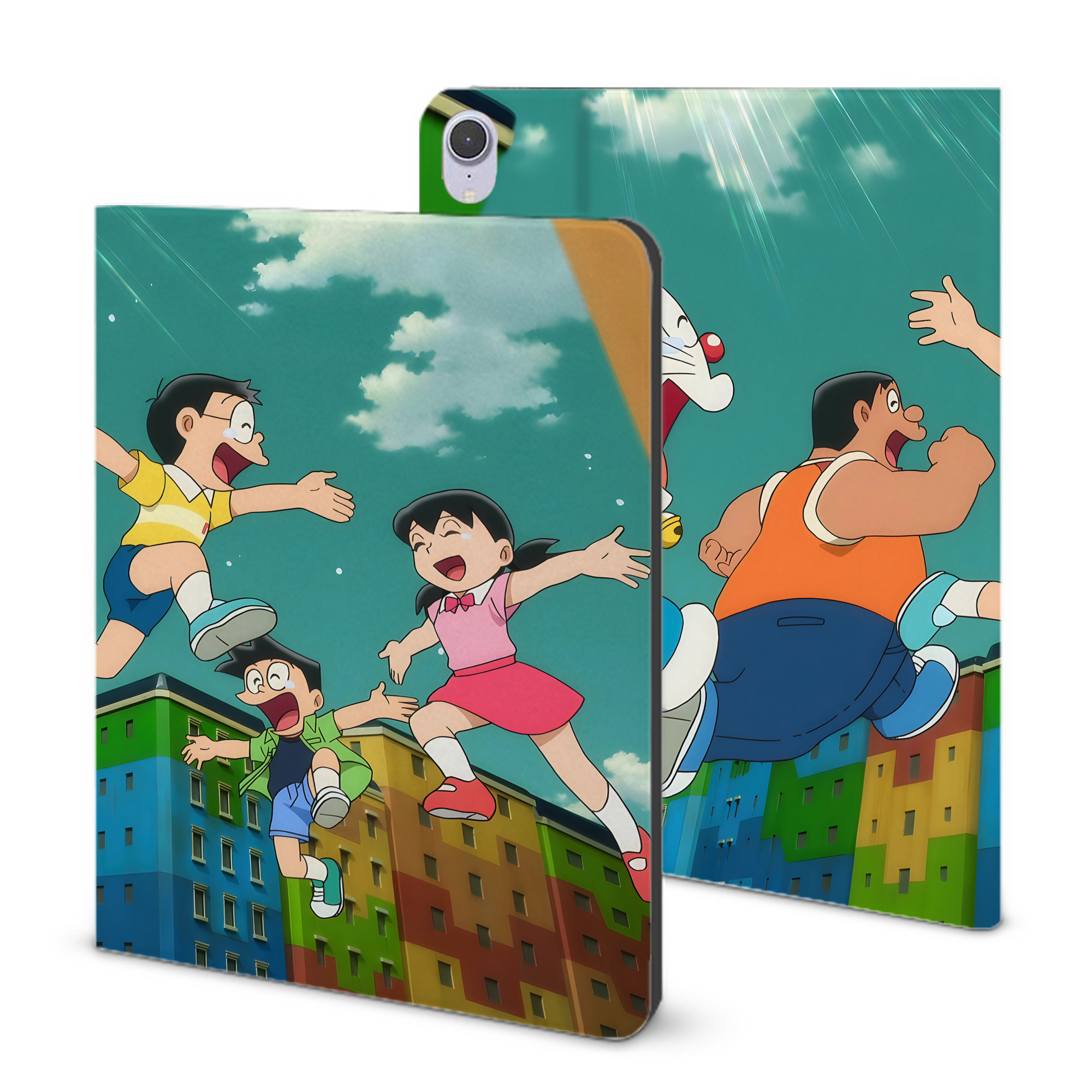 （画像用） ドラえもん Doraemon IPad ケース ブック型 PUレザー TPU 耐衝撃 軽量 薄型 ペン収納なし 全面保護 IPad 各モデル対応